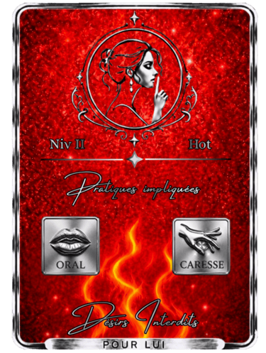 Carte de jeu Désirs Interdits niveau Medium rouge, pour explorer ses limites et pimenter sa vie sexuelle en toute confiance