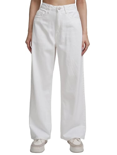 White wide leg jeans