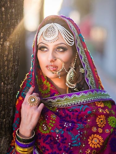 a woman in a traditional handcrafted Indian wear