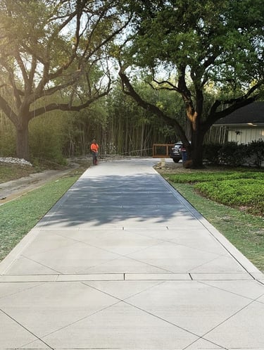 concrete driveway new installed 