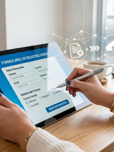 Formulario digital de inscripción académica con opciones de cursado y mesas de examen.