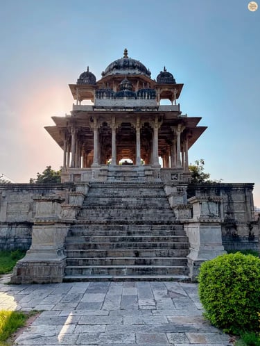 The 84-Pillared Cenotaph of Bundi showcasing intricate Rajput architecture and sacred carvings.