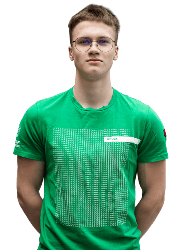 a boy in a green shirt 