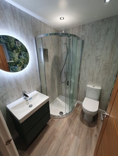 green bahtroom ,modern ,led lights