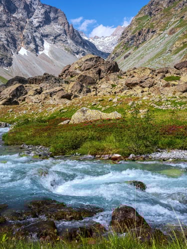 La Romanche, au niveau de Vallefourche (Ecrins)