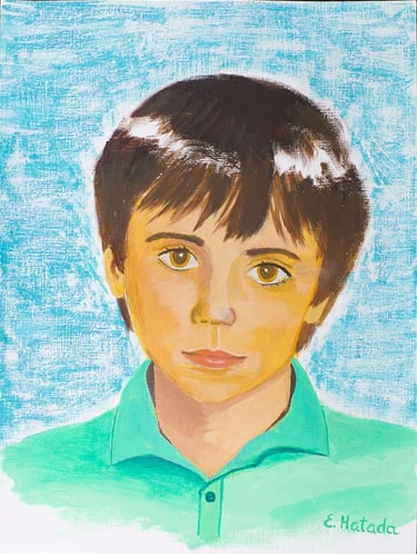 Acrylic painting of a  young boy