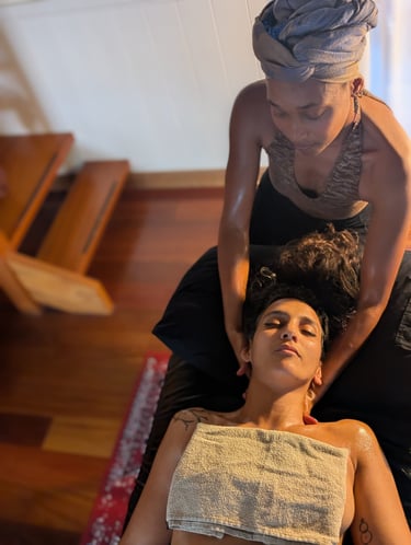 Gentle neck massage supporting nervous system regulation and deep relaxation