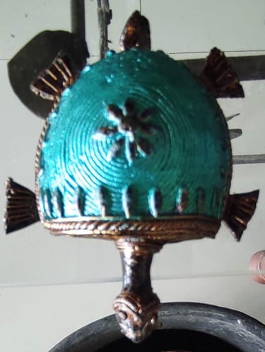 "Handcrafted colorful brass turtle for home decor–Meant for export"