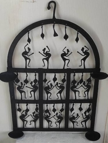 "Handmade iron oil lamp with dome cover–rustic ethnic lighting-Sent overseas"