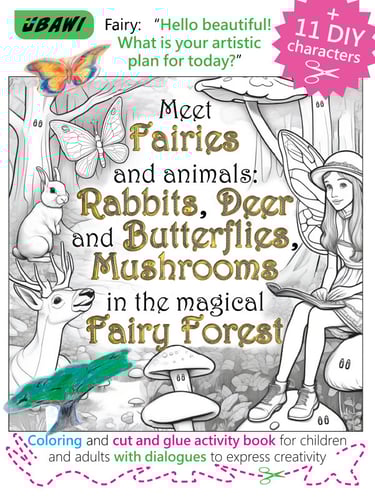 ubawi-Meet-Fairies-and-animals-rabbits-deer-and-butterflies-mushrooms-in-the-magical-fairy-forest-Coloring-book+DIY-cover