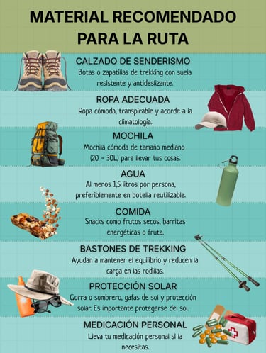 Material recomendado para rutas de senderismo guiadas con Guadalterra Aventura