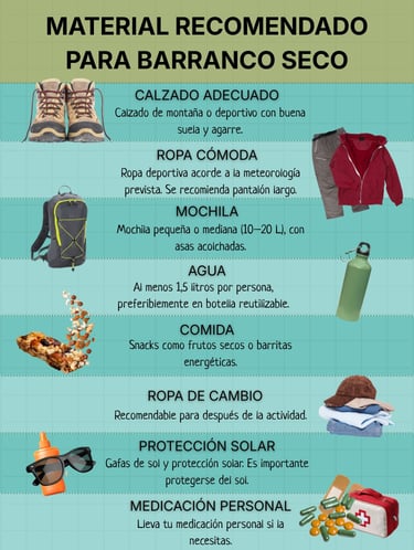 Material recomendado para realizar el barranco del Puerto de Ramos