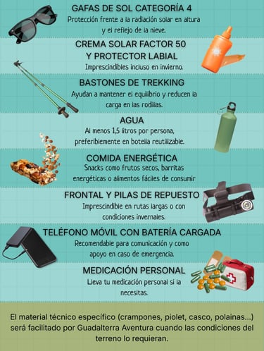 Material recomendado para la subida invernal al Veleta