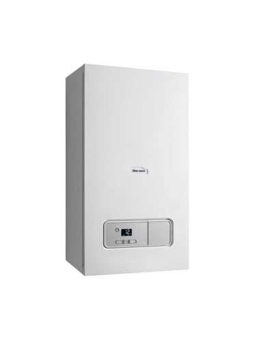 White Glow-worm wall-mounted combi gas boiler with a digital display interface.