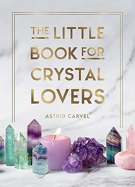 Crystal lovers guidebook featuring gemstones and healing crystals on a white cover.