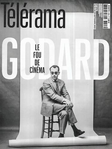 Couverture du Telerama de septembre 2022 avec une photo en noir et blanc de Godard