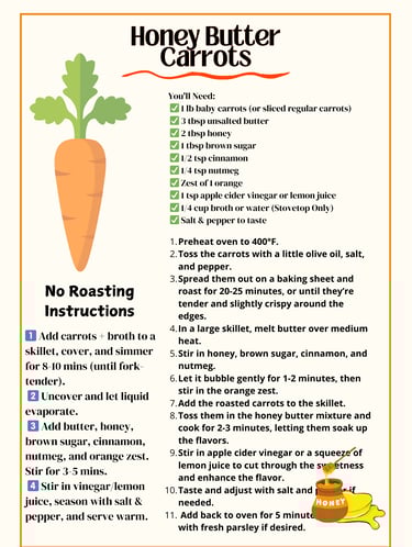 honey butter carrots recipe card