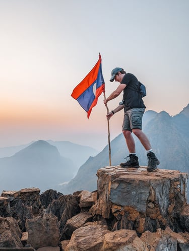 laos drapeau randonnée