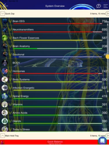Screenshot of energetic frequencies