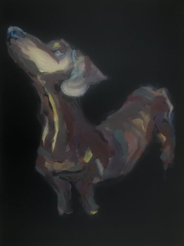 Dog in a shelter by Lina Mikuzyte