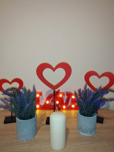 Two artificial lavender plants in purple-grey pots, faux flowers for home, office, or farmhouse déco