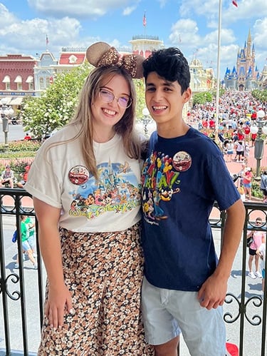 Ameliah Knopp pictured with her fiancé at Disney's Magic Kingdom® Park.
