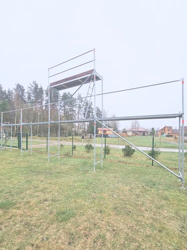 tērauda sastatnes stalazas ar torni 12x4.8m