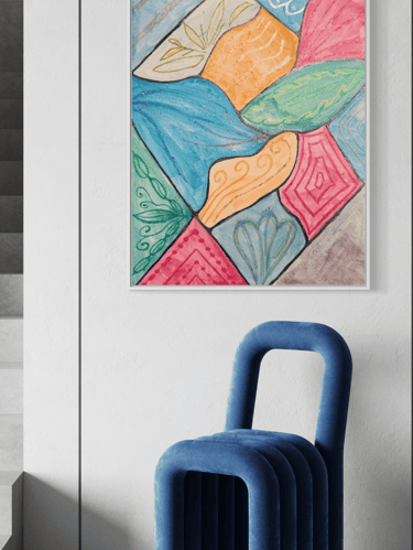 original painting of multicolor shapes