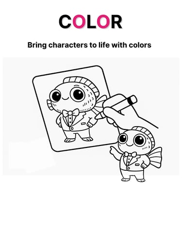 alt=“Hand coloring a Finbrööt Magnifico BRAINBRÖÖT card with crayons”