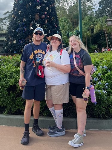 Ameliah Knopp pictured with her family at Disney's Animal Kingdom® Park.