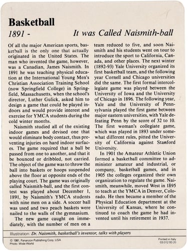 Panarizon Story of America Basketball History Card 1979