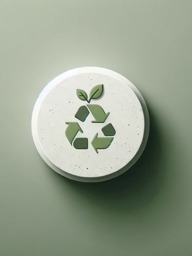 a clock with a recycling bin in the middle of it