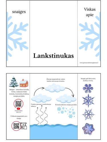 Lankstinukas apie snaiges snaigės žiema veiklu idėja užduotys