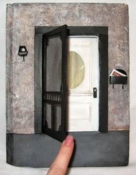 Altered book with a door