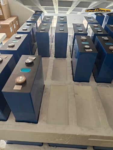 LiFePO4 prismatic battery cells in a box