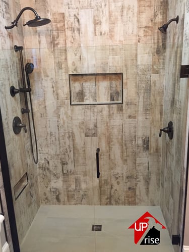 Finished bathroom tile installation in Charlotte NC by Uprise Renovation