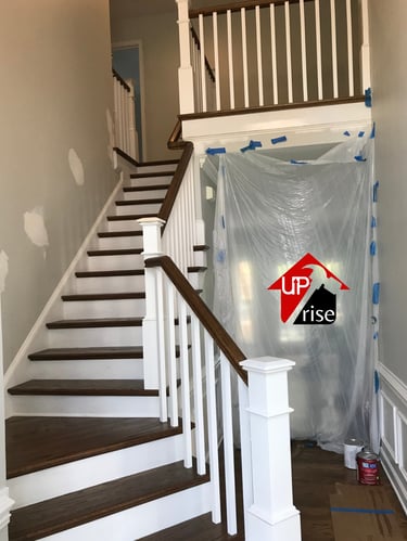 Interior painting and stair staining in Charlotte NC by Uprise Renovation