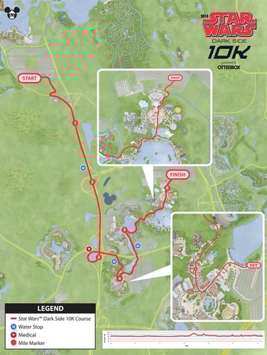 2018 runDisney Star Wars The Dark Side Half Marathon Weekend 10K Course Map
