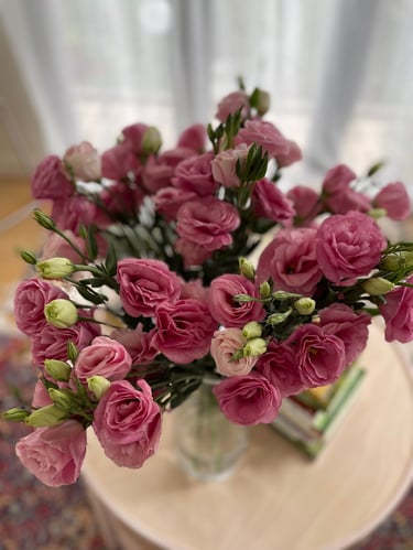 pink flowers in a vase