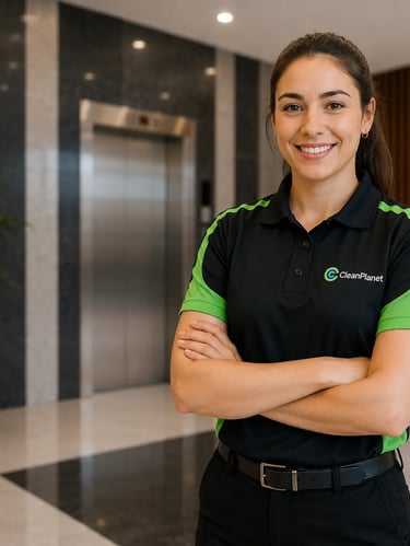 Clean Planet Wellington body corporate cleaner — MOJ-checked professional cleaning staff