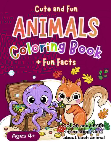 Cute and Fun Animals Coloring Book with Fun Facts