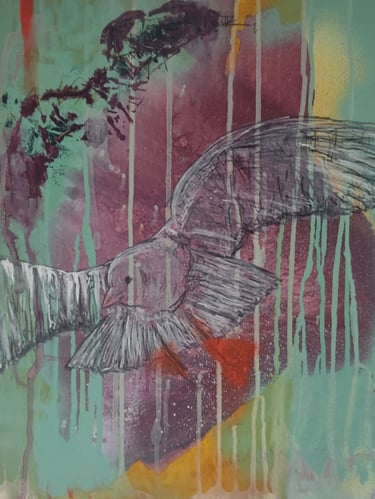 a bird that is flying through the air