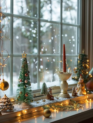 Nativity displayed on window sill