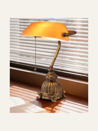 Picture of Newrays Retro Amber Glass Bankers Desk Lamp - Antique Amber1