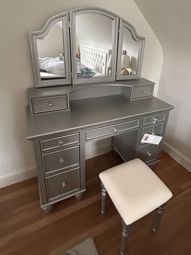 Furniture of America painted vanity - grey, with stool