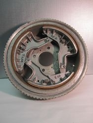 Alfa Romeo Giulia Spider relined brake shoes arc to fit drums after turning by BrakeMaterialsAndParts.com at 260-426-3331