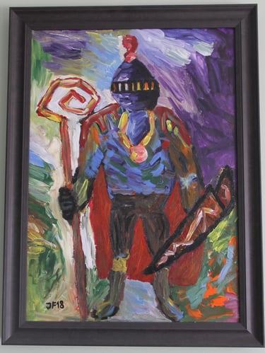 a painting of a fantasy warrior
