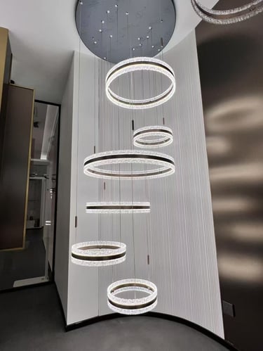 a large circular light fixture with a circular light fixture