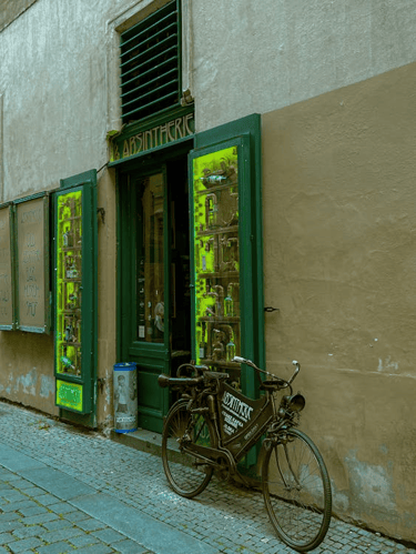the front of an absinthe bar