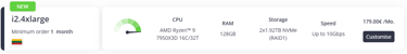 bacloud 7950X3d server offer